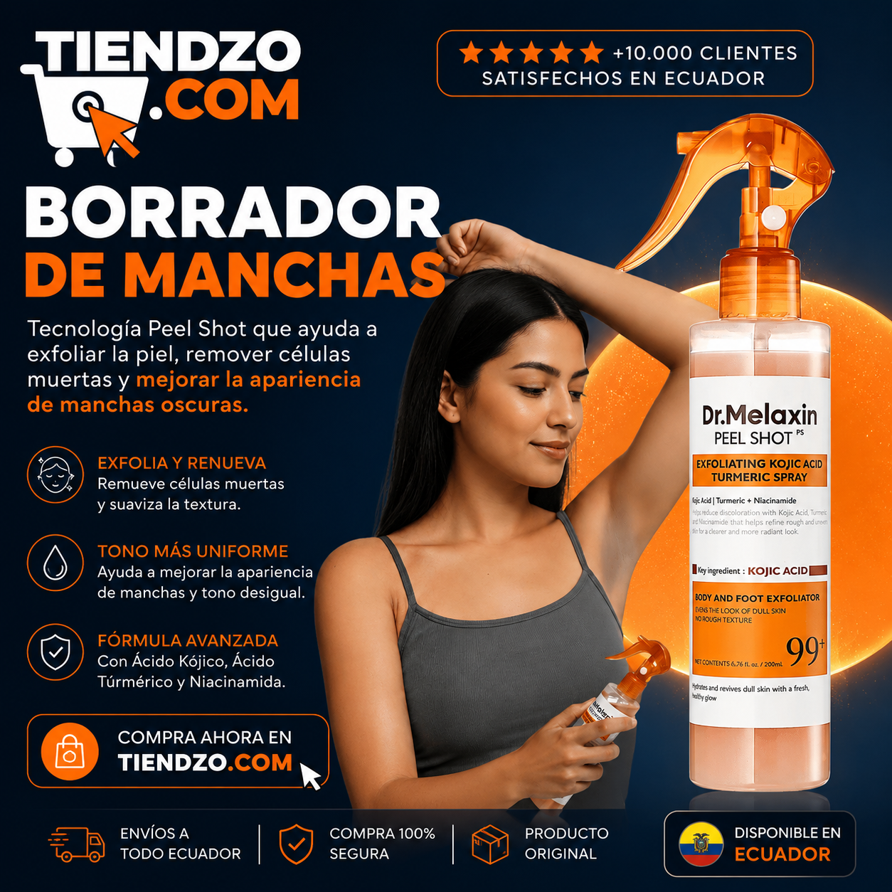 Spray Exfoliante Dr. Melaxin | Aclara Manchas Oscuras a base de Cúrcuma